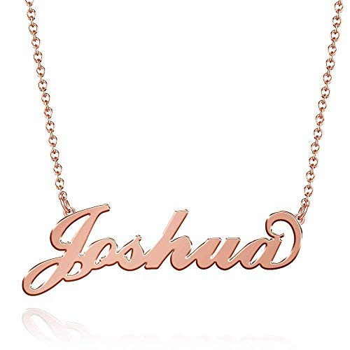 SOUFEEL Joshua Name Necklaces Pendant Stainless Steel Rose Gold Custom Necklace Personalized Nameplate Gifts for Women Girls