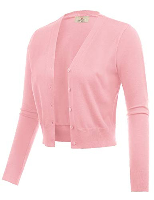 GRACE KARIN Women Cropped Open Front Bolero Shrug Jacket Pink Size S CL2000-5