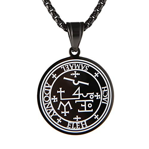 HZMAN Stainless Steel Sigil of Archangel Talisman Pendant Necklace 22-2 Inch Chain HZMAN Stainless Steel Sigil of Archangel Talisman Pendant Necklace 22-2 Inch Chain