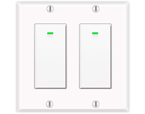 WiFi Light Switch  Smart Switch 2 Gang Light Switch Alexa Compatible with Google Assistant  Requires Neutral Wire  Remote Control Timer Setting KULED