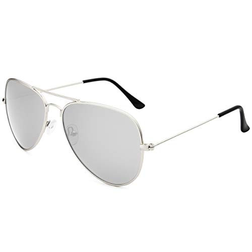 Livhò Sunglasses for Men Women Aviator Polarized Metal Mirror UV 400 Lens Protection -Silver-