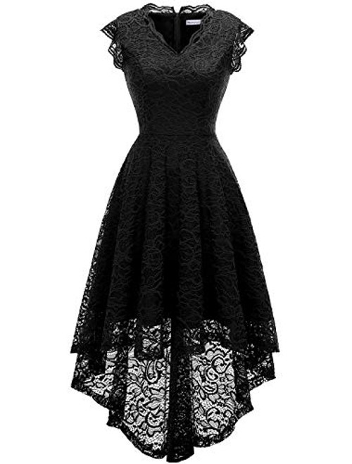 MODECRUSH Women Hi Low Formal Cocktail Party Evening Wedding Special Occasion Dress S Black