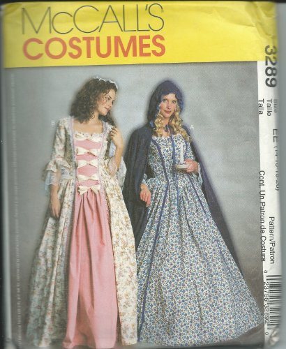 McCalls 3289EE Sewing Pattern Misses Colonial Costumes Size 14-20