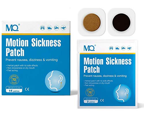 MQ 28ct Motion Sickness Patch for Car and Boat Rides  Cruise and Airplane Trips - Relieves Nausea  Dizziness and Vomiting from Seasickness  Fast Acting