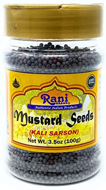 Rani Black Mustard Seeds Whole Spice -Rai Sarson- 3 5oz -100g- PET Jar  All Natural ~ Gluten Friendly Ingredients - NON-GMO - Vegan - Indian Origin
