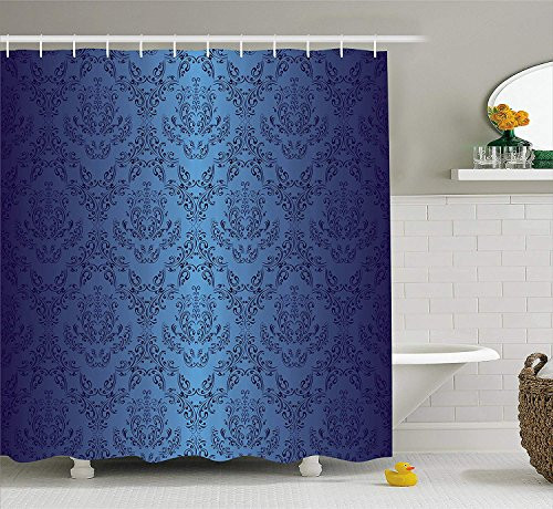 Ambesonne Navy Blue Decor Collection, Antique Baroque Floral Swirling Patterns Victorian Vintage Retro Style Chic Decor, Polyester Fabric Bathroom Shower Curtain, 84 Inches Extra Long, Black Dark Blue Ambesonne Navy Blue Decor Collection, Antique Baroque Floral Swirling Patterns Victorian Vintage Retro Style Chic Decor, Polyester Fabric Bathroom Shower Curtain, 84 Inches Extra Long, Black Dark Blue