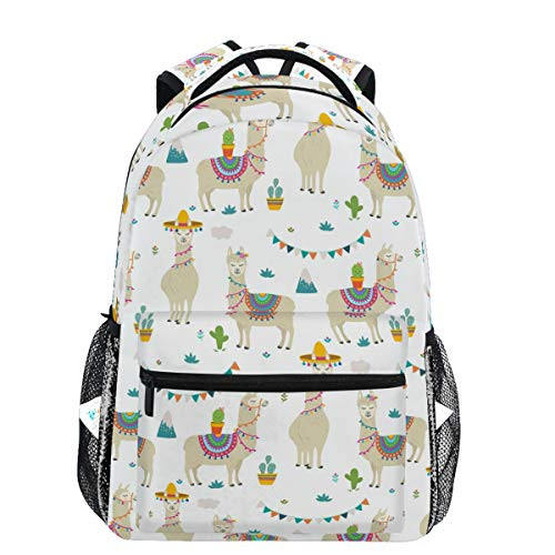 Oarencol Cute Cartoon Llama Alpaca Animal Cactus Tropical Backpacks Bookbags Daypack Travel School College Bag for Womens Girls Mens Boys Teens