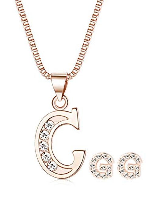 ORAZIO Initial Necklace Earrings for Women Girls Alphabet Letter G Pendant Necklace Stud Earrings Jewelry Set ORAZIO Initial Necklace Earrings for Women Girls Alphabet Letter G Pendant Necklace Stud Earrings Jewelry Set