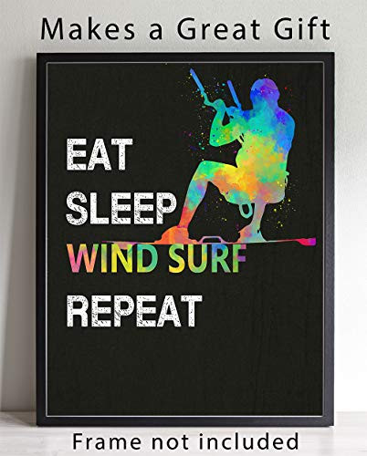 Eat Sleep WindSurf Repeat Wall Art  11x14 Ideal for WindSurfers  and WindSurfing Enthusiasts