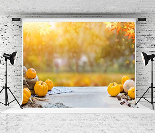 Kate 7x5ft Autumn Thanksgiving Background Pumpkin Wood Backdrop Sunshine Maples Portrait Photography Background