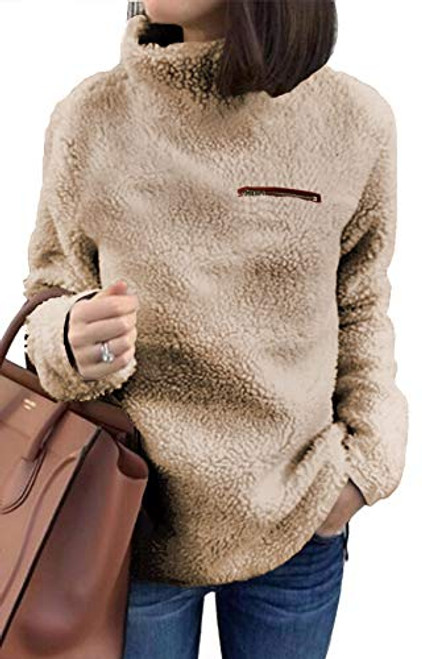onlypuff Fleece Sweatshirt Sherpa Pullover Women Sweaters Khaki Fuzzy Slouchy M onlypuff Fleece Sweatshirt Sherpa Pullover Women Sweaters Khaki Fuzzy Slouchy M