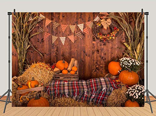 TJ Fall Thanksgiving Theme Photo Backdrops Rustic Wooden Floor Pumpkin Photography Background Barn Harvest Sunflower Kids Decoration Studio Booth Bann