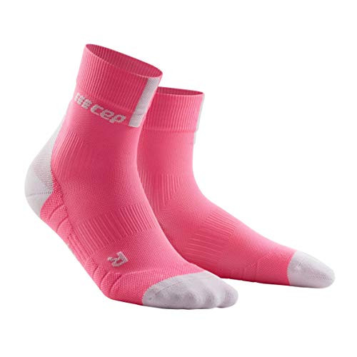Womens Crew Cut Compression Socks- CEP Short Socks 3 0  Rose-Light Grey IV