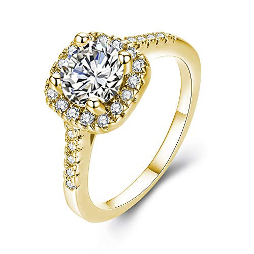 UFOORO Eternal Love Womens 18K Gold Plated CZ Crystal Engagement Rings Best Promise Rings Anniversary for Lady Girl-White-G  12- UFOORO Eternal Love Womens 18K Gold Plated CZ Crystal Engagement Rings Best Promise Rings Anniversary for Lady Girl-White-G  12-