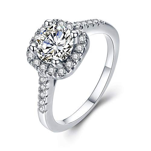 UFOORO Eternal Love Womens White Gold Plated CZ Crystal Engagement Rings Best Promise Rings Anniversary for Lady Girl -White-W  11- UFOORO Eternal Love Womens White Gold Plated CZ Crystal Engagement Rings Best Promise Rings Anniversary for Lady Girl -White-W  11-