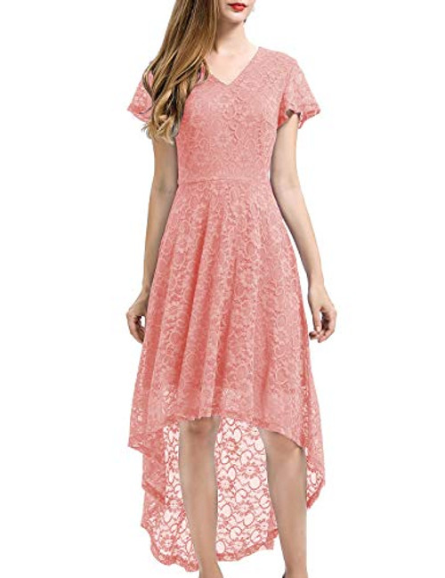 Bbonlinedress Vintage Womens Floral Lace Hi-Lo Formal Evening Dress Cocktail Party Dress Blush M Bbonlinedress Vintage Womens Floral Lace Hi-Lo Formal Evening Dress Cocktail Party Dress Blush M