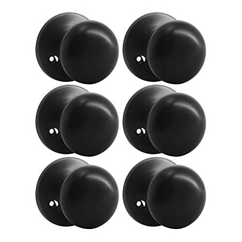 KNOBWELL 6 Pack Bronze Closet Door Knobs Dummy Door Knob  Individual Dummy Door Knob Single Side  Oil Rubbed Bronze Interior Door Knobs  Easy Installa