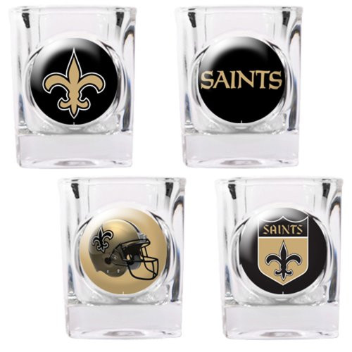 NFL New Orleans Saints Four Piece Square Shot Glass Set (Individual Logos)