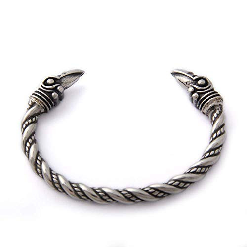 HAQUIL Stainless Steel Viking Raven Bracelet Huginn and Muninn Raven Head Cuff Bracelet for Men and Women HAQUIL Stainless Steel Viking Raven Bracelet Huginn and Muninn Raven Head Cuff Bracelet for Men and Women