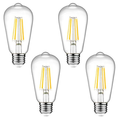 Dimmable Ascher Vintage LED Edison Bulbs  6W  Equivalent 60W  700 Lumens  Warm White 2700K  ST58 Antique LED Filament Bulbs  E26 Medium Base  Clear Gl