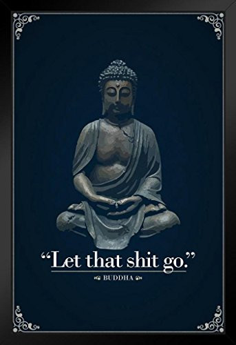 Let That Shit Go Buddha Funny Quotation Framed Poster by ProFrames 14x20 inch
