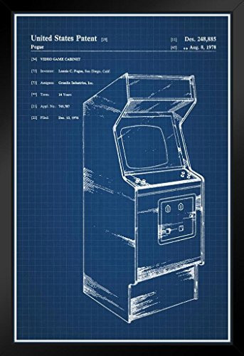 Retro Arcade Video Game Cabinet Official Patent Blueprint Framed Poster by ProFrames 14x20 inch