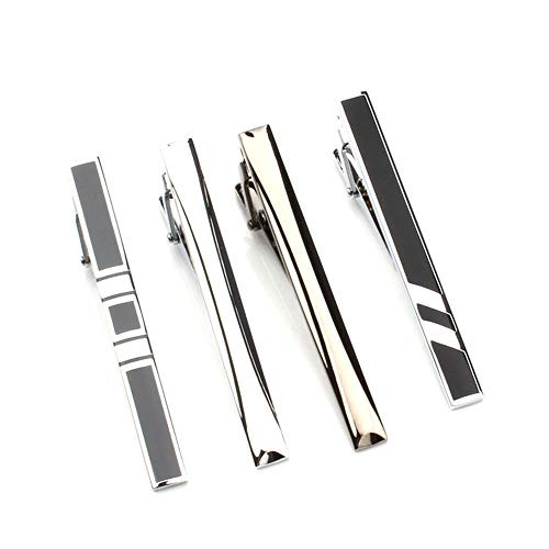 QIMOSHI 4Pcs Tie Clips for Men Tie Bar Clip Set for Regular Ties Necktie Wedding Business Tie Pin Clips
