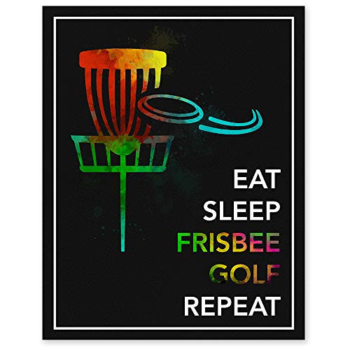 Eat Sleep Frisbee Golf Repeat Watercolor Wall Print - 11 x 14 Unframed Print - Designed for Frisbee Golf Players  Disc Golf Enthusiasts