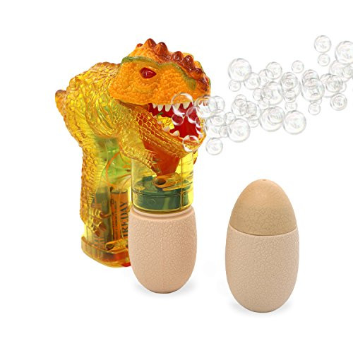 Big Mos Toys T-rex Bubble Gun Shooter  Light Up Bubble Blaster with Realistic Sounds -Yellow-