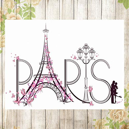 Romantic Eiffel Tower Paris Wall Art Print - UNFRAMED - 8x10