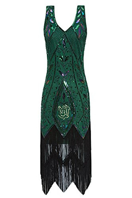 Metme Womens 1920s Vintage Flapper Fringe Beaded Great Gatsby Party Dress Green Metme Womens 1920s Vintage Flapper Fringe Beaded Great Gatsby Party Dress Green