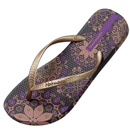 Hotmarzz Womens Flip Flops Bohemia Floral Summer Sandals Beach Slippers Size 8 B-M- US - 39 EU - 40 CN  Purple