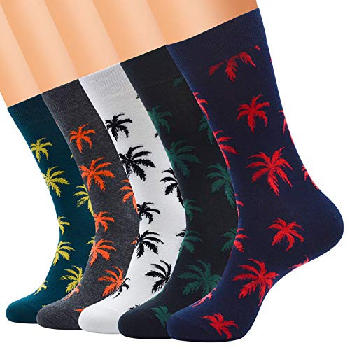 Eilin Mens Fun Dress Socks-Colorful Funny Novelty Crew Socks Pack Funky Patterned Socks -AF-5 Pack-