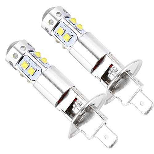 Suuonee LED Fog Light Bulb  1 Pair 12V-24V DC Car 50W 6000K H1 Super Bright Conversion LED Headlight Fog Light Bulb -White Light-