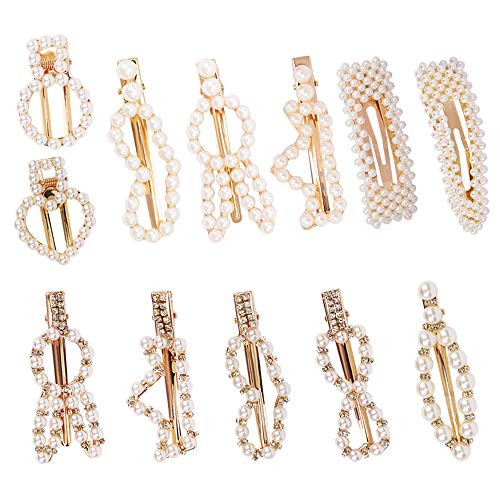 Pearl Hair Clips Handmade Artificial Pearl Clips Hair Barrettes Hair Pins for Women Girls Wedding Party -12 Pcs-