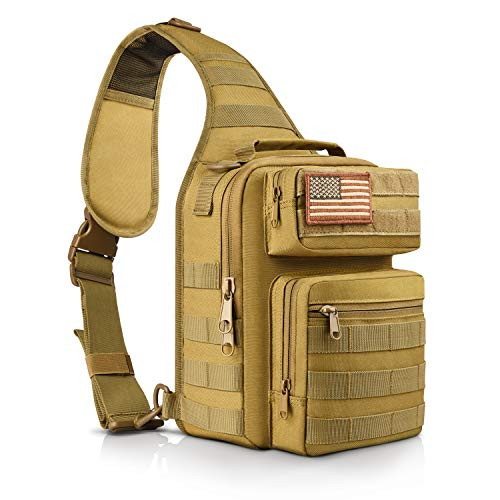 CVLIFE Tactical Sling Bag Pack Military Rover Shoulder Sling Backpack Molle Range Bag EDC Small Day Pack with Padding Pocket