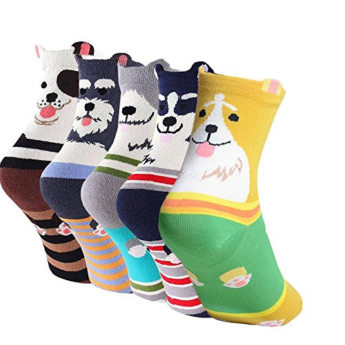 Womens Animal Cotton Socks Cute Dog Printed Crew Ankle Funny Casual Novelty for Ladies Sock 5 Pairs Womens Animal Cotton Socks Cute Dog Printed Crew Ankle Funny Casual Novelty for Ladies Sock 5 Pairs