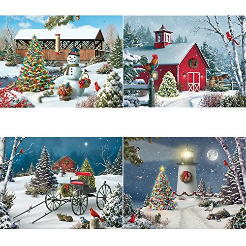 Bits and Pieces - Set of Four (4) 500 Piece Jigsaw Puzzles for Adults - Christmas Winter Holiday Puzzles - 500 pc Snow Scene Jigsaws by Artist Alan Giana Bits and Pieces - Set of Four (4) 500 Piece Jigsaw Puzzles for Adults - Christmas Winter Holiday Puzzles - 500 pc Snow Scene Jigsaws by Artist Alan Giana