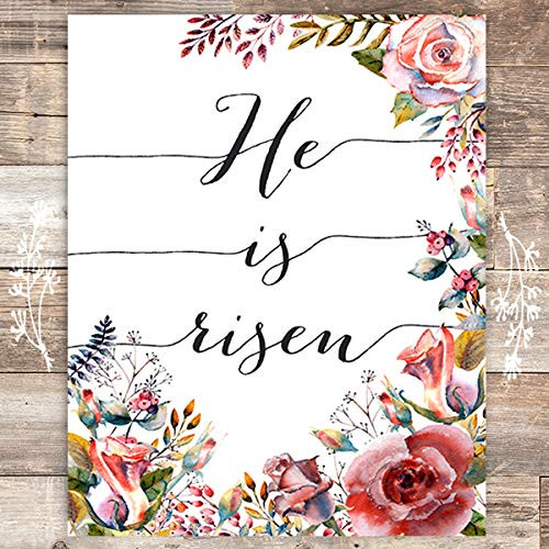 He Is Risen Floral Art Print - Unframed - 8x10