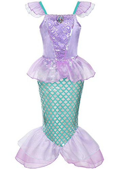 ALIZIWAY Little Girl Mermaid Princess Dresses Ariel Costume for Grils Birthday Party Halloween Cosplay Costumes -8-9 Years- Y060XXL