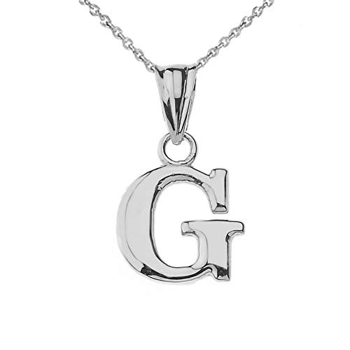 Fine Personalized Initial G Charm Pendant Necklace in Solid Sterling Silver  22