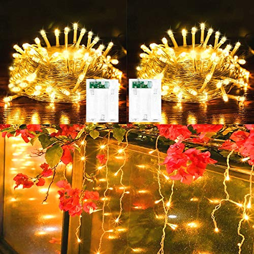 2 Pack LED String Lights Battery Operated Fairy String Lights Twinkle Decorative Lights 50 LED 16 5ft Battery Powered Starry Lights for Bedroom  Weddi