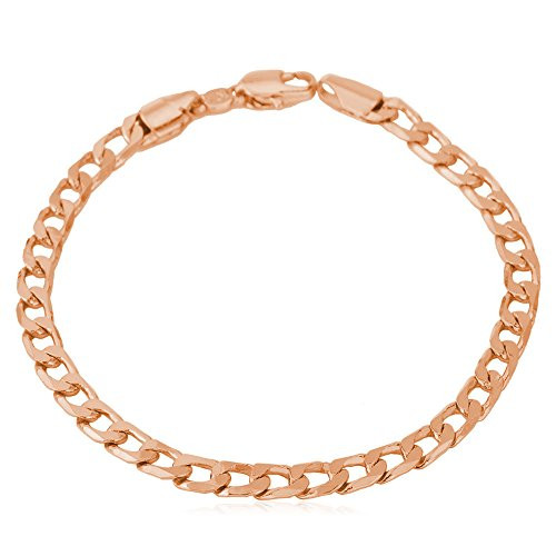U7 Men Women Rose Gold Plated 5MM Wide Cuban Curb Link Chain Bracelet  21CM -8 5 Inch-