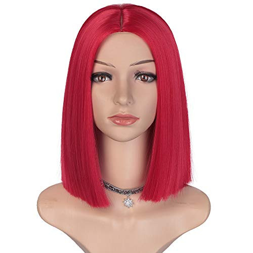 Vigorous Red Wig Short Straight Bob Wigs Synthetic Heat Resistant Hair Wig Shoulder Length Middle Part Wig Colorful Wigs for Women Party Cosplay Use 1 Vigorous Red Wig Short Straight Bob Wigs Synthetic Heat Resistant Hair Wig Shoulder Length Middle Part Wig Colorful Wigs for Women Party Cosplay Use 1
