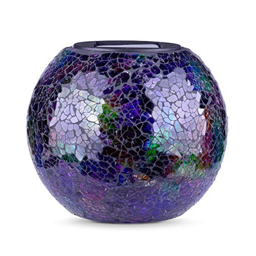 LED Solar Glass Balls | Outdoor Decorations for Porch | Patio Decor Mosaic Solar Table Lamp | Yard and Garden | Waterproof Rechargeable | 5.9" Width (Mosaic - Large)