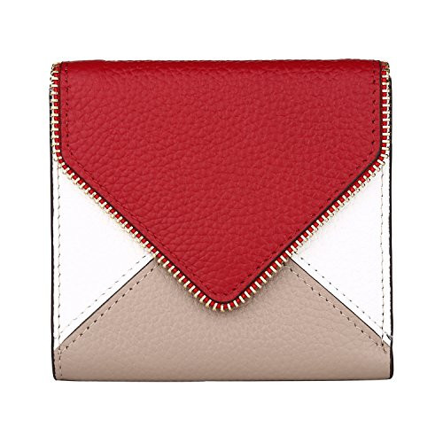 Lavemi RFID Blocking Small Compact Mini Bifold Credit Card Holder Leather Pocket Wallets for Women-Envelope Wine Red-