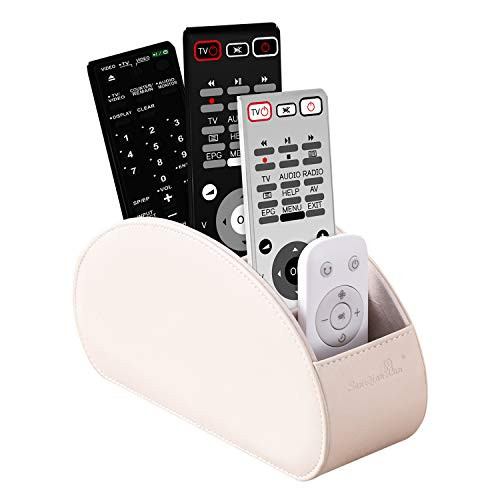 Remote Control Holder Box with 5 Compartment PU Leather Multi-functional Office Organization And storage Caddy Store tv Remote Holders ?Brush ?Pencil?