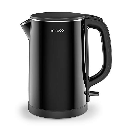 Electric Kettle, Miroco 1.5L Double Wall 100% Stainless Steel BPA-Free Cool Touch Tea Kettle with Overheating Protection, Cordless with Auto Shut-Off & Boil Dry Protection, 1500W Fast Boiling Heater
