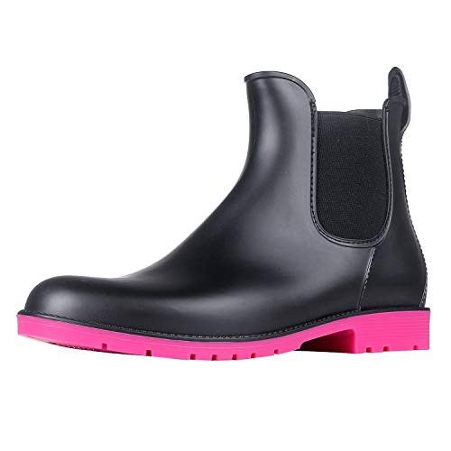 Asgard Womens Short Rain Boots Waterproof Slip On Ankle Chelsea Booties RS39 Rose