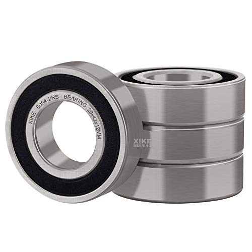 XiKe 4 Pcs 6004-2RS Double Rubber Seal Bearings 20x42x12mm  Pre-Lubricated and Stable Performance and Cost Effective  Deep Groove Ball Bearings